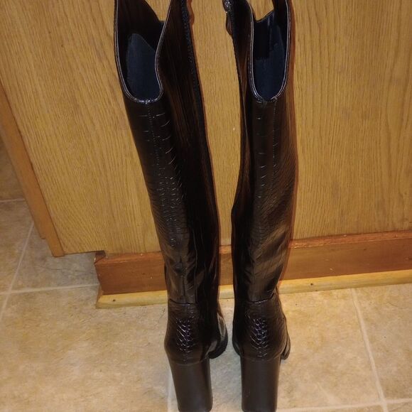 🆕🤠👢Pretty Little Thing Black Croc Knee High Boots - Picture 5 of 11